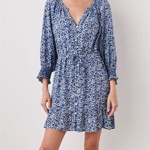Rails Eliza Dress Blue Chrysanthemum Floral Long Sleeve NWT